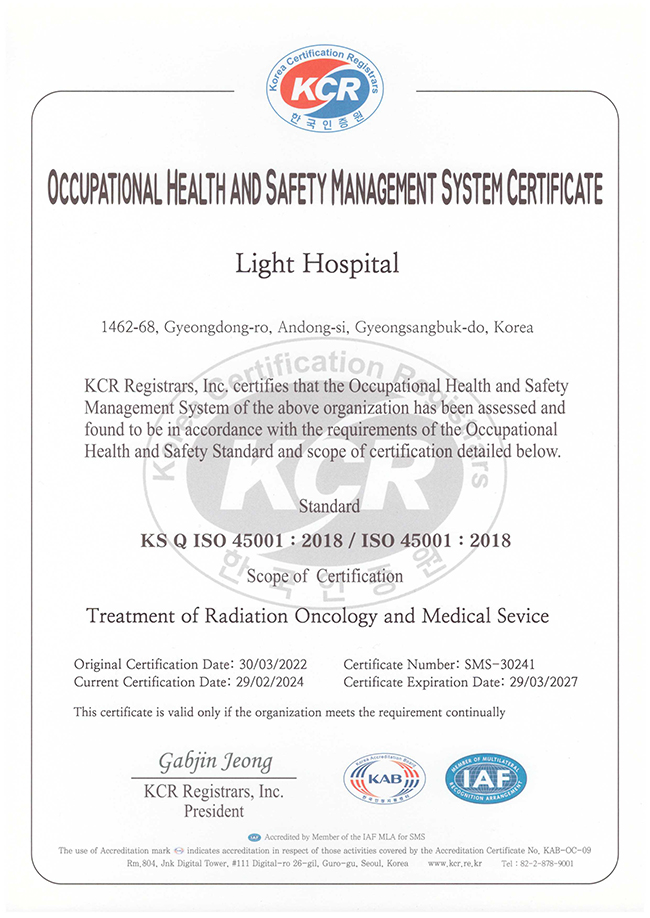 Occupational Health and Safety Management System Certificate